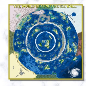 Flache Erde Karte, große Weltkarte, Blaue Welt hinaus, Die Eiswand, bereit zum Aufhängen Leinwand, Erde Poster, Leinwandposter, Satelliten Erdkarte