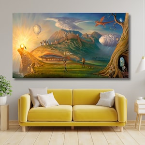Human Way by Vladimir Kush, Canvas Poster, Vladimir Kush Painting, Modern Wall Art, Ready to Hang, Surreal Painting, Home and Office Decor