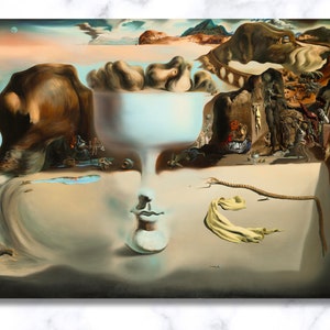 Salvador Dali Apparition Of A Face And Fruit Dish On A Beach Poster 1938, Salvador Dali Print, Surrealism art, Salvador Dali CANVAS