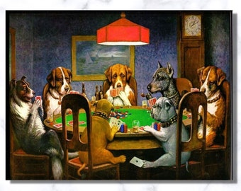 Dogs Playing Poker Print: Cassius Marcellus Coolidge Kitsch Art