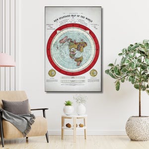 Flat Earth Gleason-kaart, canvas muurkunst, kantoor- en woondecoratie, kaartposter