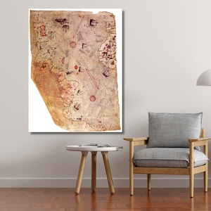 Piri Reis Karte, Leinwanddruck, XVI. Century Weltkarte, Vintage & große Wandkarte, Antike Weltkarte, alte Karte Wandkunst, historische Karte Poster