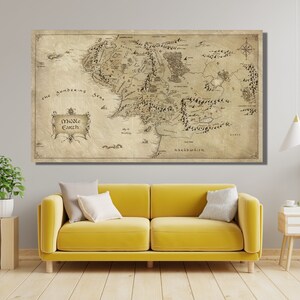 Der Herr der Ringe Film Karte, Mittelerde Antike Karte Leinwand, Antike Karte Poster, Karte Poster, Weltkarte Leinwand Wandkunst, Filmkarte