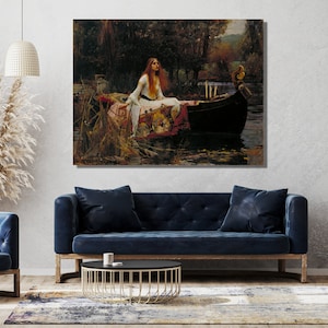 The Lady of Shalott Art Print by John William Waterhouse, ,Pre-Raphaelite Art, Home Decor, John Waterhouse Canvas Wall Art, Christmas Gift