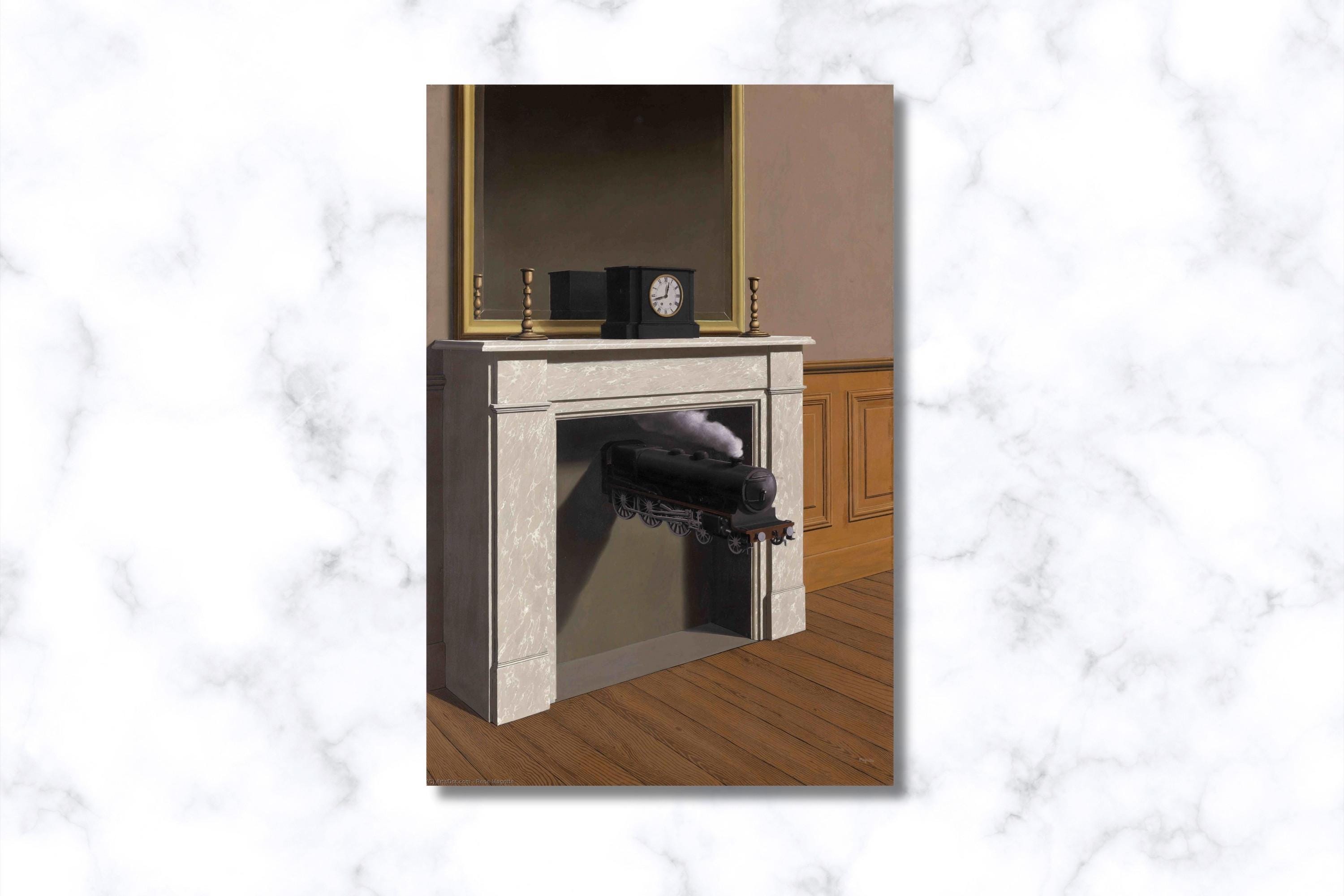 ルネ・マグリット「Time Transfixed」キャンバスアート：シュル