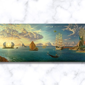 Vladimir Kush: Lienzo de paisaje surrealista de mitología oceánica - Listo para colgar