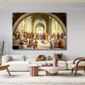 The School of Athens, Raffaello Sanzio Fresco Raphael, Philosophers and Scientists from Classical Antiquity, Plato Aristotle Pythagoras