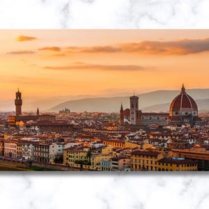 Florence Italy Canvas Print: Duomo, Cityscape Sunset, Tuscan Decor
