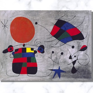 Joan Miró Smile of the Flamboyant Wings, Surrealism Art, Modern Wall Art, Joan Miro Artwork, Abstract Painting, Miro Wrapped Surreal Canvas