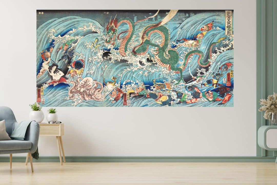 Kuniyoshi Dragon Canvas: Japanese Ukiyo-e Wall Art - Etsy