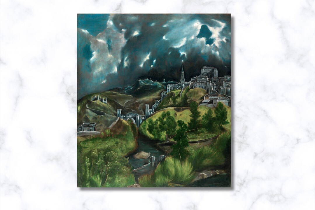 View of Toledo, El Greco, Landscape Art, Print Art Canvas, Ready to