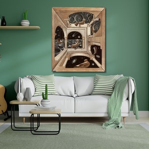 Escher &#39;Another World&#39; Canvas Art: Optical Illusion Surrealism Poster