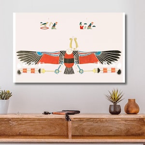 Neith Vulture Canvas Wall Hanging: Egyptian Pantheon Art
