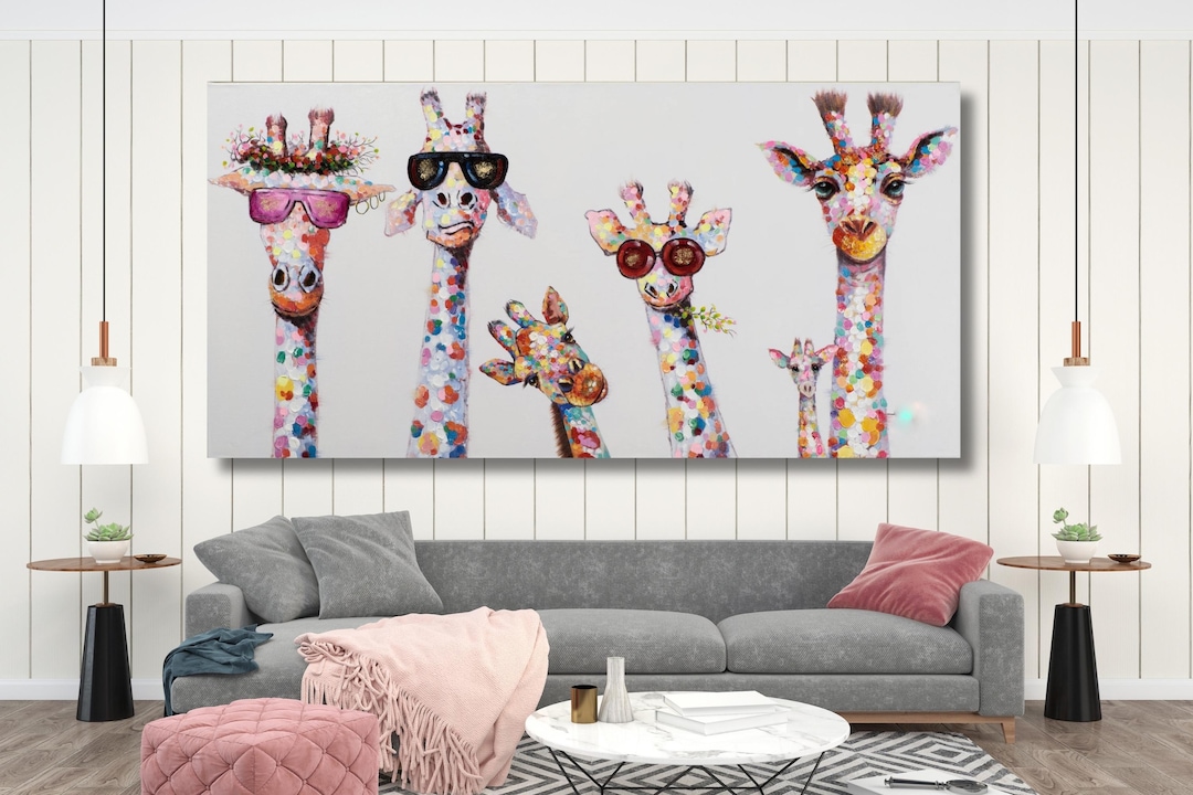 Giraffes Family Canvas Poster, Animal Wall Decor, Funny Animals Poster ...