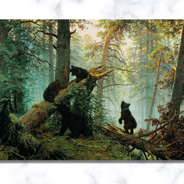 Matin dans une forêt de pins, oeuvre d'art de l'exposition Ivan Shishkin, reproduction d'art d'Ivan Shishkin, galerie de toile, toile d'Ivan Shishkin
