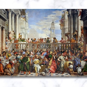 The Wedding Feast at Cana, Nozze di Cana, 1562–1563, by Paolo Veronese, Representational Biblical Story, Wedding at Cana, Water Red Wine