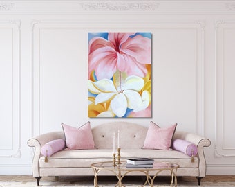 Georgia O'Keeffe Hibiscus & Plumeria Art Print: Flower Wall Decor