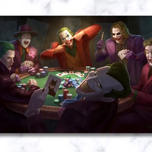 All Joker Playing Poker Canvas Wall Art Extra Large Wall Art Dinning Room Decor Poker Wall Decor Luxury Wall Art Comic Poster Ready To Hang