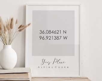 Coordinates Custom Print, Digital Download, Valentine's Day Gift, Anniversary Engagement Gifts, Personalized Latitude And Longitude Poster