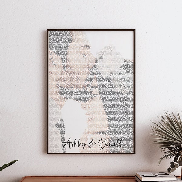 Favorite Song Lyrics Wall Art From Your Photo, Our Wedding Song Lyrics, Custom Any Text Portrait, Custom Lyric Art, Valentines Day Gift