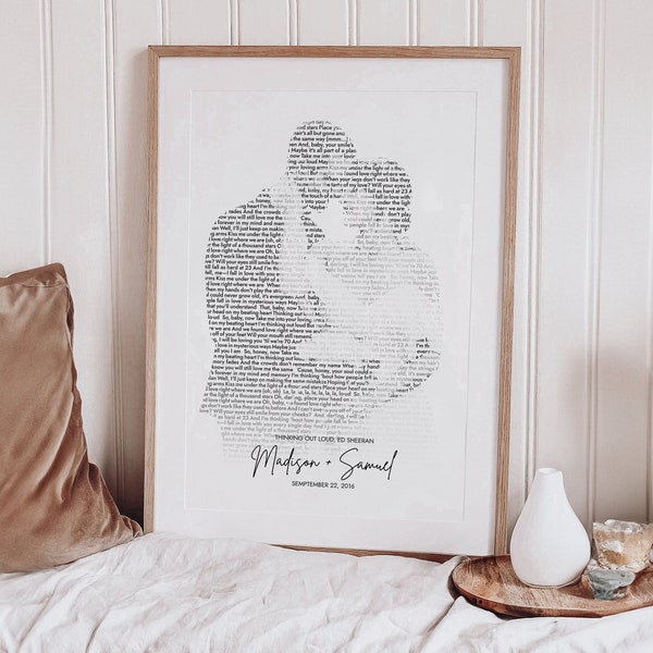 Favorite Song Lyrics Wall Art From Your Photo, Our Wedding Song Lyrics, Custom Any Text Portrait, Personalised Wedding Gift,Custom Lyric Art