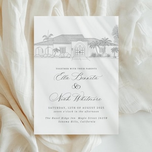 Benutzerdefinierte Hochzeit Ort Illustration: Canva Vorlage (Digitaler Download)