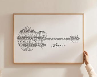 Stampa artistica personalizzata con testo di canzone per chitarra, regalo di anniversario (download digitale)