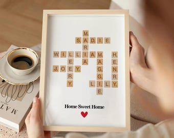 Personalized Family Name Wall Art - Custom Scrabble Puzzle Print