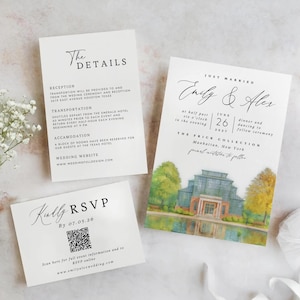 Venue wedding invitations,Watercolor venue wedding invitation - Illustration wedding venue,Details-Rsvp Invitation Template,Watercolor Venue