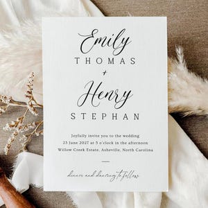 Modern Minimalist Wedding Invitation Template: Editable Canva Design (Digital Download)