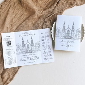 Wedding Venue Sketch Invitation: Custom Line Art (DIY Canva Template, Digital Download)