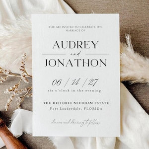 Minimalist Wedding Invitation Template: Modern Canva Invite (Digital Download