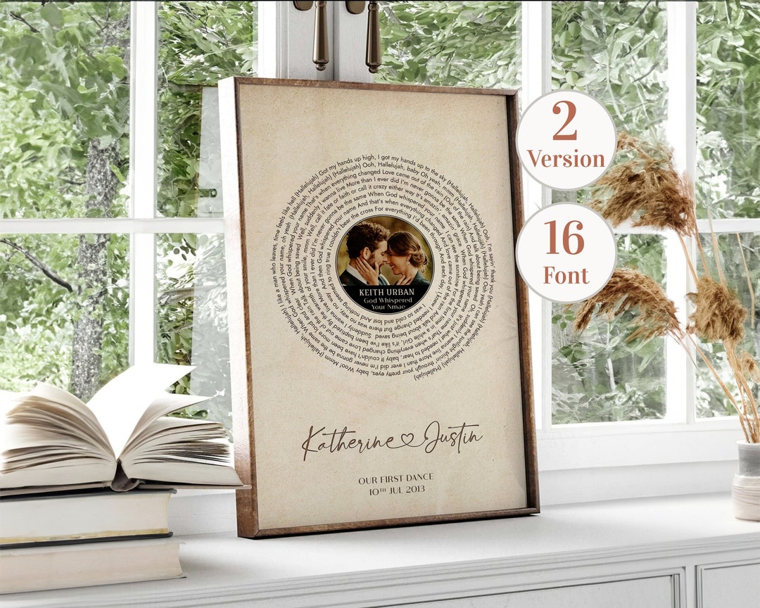 Song Lyrics Personalised Print, First Dance Custom Print, Gift for ...