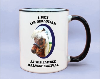 I Met Lil Sebastian Pawnee Harvest Festival Coffee Mug, Funny Parks and Rec Coffee Mug, Ron Swanson Fan Gift Parks and Rec Cup, Leslie Knope
