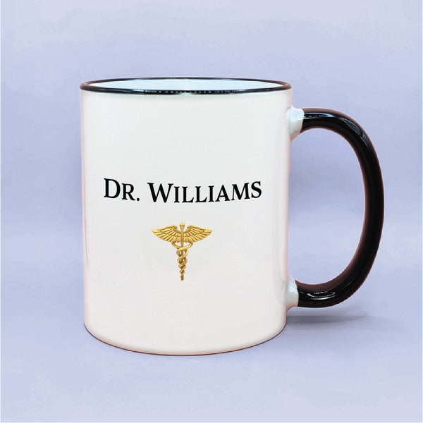 Personalized Doctor Medical Symbol Coffee Mug with Name, Custom Doctor Coffee Mug, Medical Student Gift, New Doctor Gift, Medical Symbol