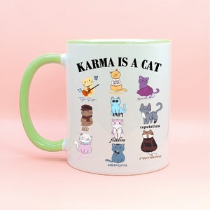 Karma Is A Cat Eras Coffee Mug, Karma Is A Cat Coffee Cup, Cat Mug, Karma Swift Gift, Taylor Cat Cup, Trendy Halloween, Eras Tour