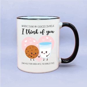 Lustige Milch- und Keks-Kaffeebecher, Humor-Geschenke für Erwachsene, grobe Kaffeetassen, unangemessenes Geschenk, wenn ich meine Kekse in Milch tauche, denke ich an dich