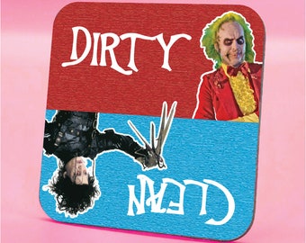 Beetlejuice Edward Scissorhands Clean Dirty Dishwasher Magnet, Funny Clean Dirty Dishwasher Magnet, Housewarming Gift Ideas, House Gift Idea