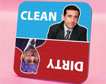 Michael Scott Clean Dirty Dishwasher Magnet, Funny Clean Dirty Dishwasher Magnet, Cadeau de pendaison de crémaillère, Idée cadeau maison, Les cadeaux de fan de bureau