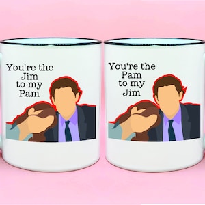 You&#39;re the Jim to my Pam Coffee Mug Set, The Office Couples Gift, Pam and Jim The Office TV Couple Gift Idea, Cute Couple Gift, Anniversary