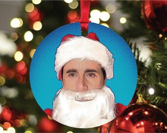 Enfeite de Natal engraçado de Michael Scott Papai Noel, presentes de Natal inspirados no escritório, decoração de Natal do escritório, Dunder Mifflin Paper Company
