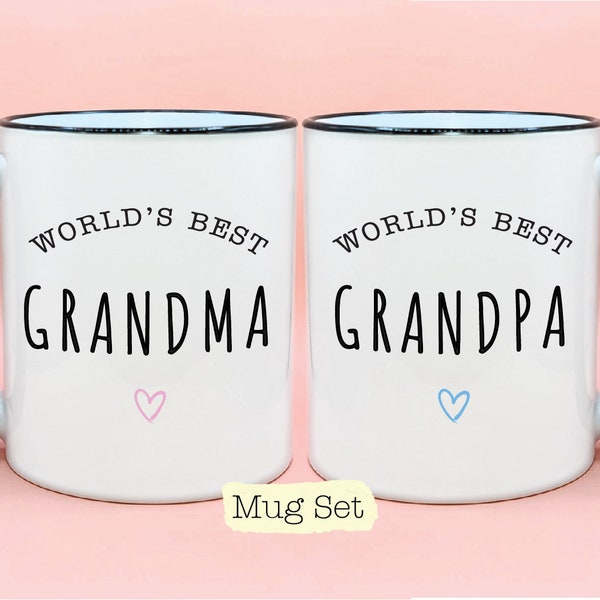 World's Best Grandma and Grandpa Coffee Mug Set, New Baby Reveal Idea, Grandparent Mug, New Grandparent Gift Idea, Grandma Cup, Grandpa Cup,