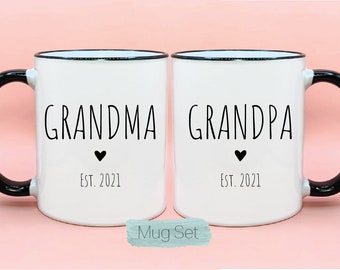 Grandma Grandpa Mug Set #1, Pregnancy Announcement, New Grandpa Gift, New Grandma Gift, Grandma Grandpa Mug Set, New Baby Announcement Idea