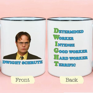 Dwight Schrute Poster Coffee Mug, The Office TV Show Inspired Gift The Office Fan Gift, Michael Scott Paper Company Coffee Cup, Schrute Farm