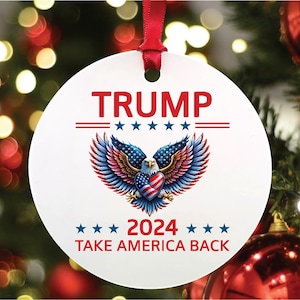 Donald Trump President 2024 Colorful Eagle, Trump Vance Christmas Tree Decor, Political Trends, Ceramic Ornament Holiday Gift Failed Attempt