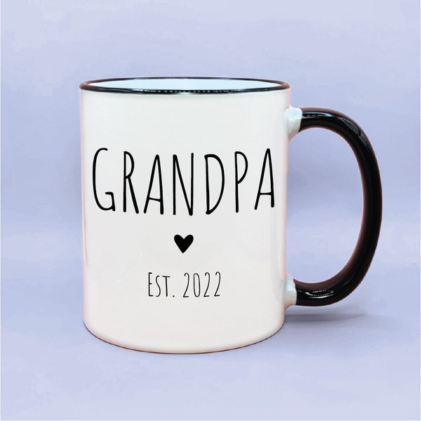 Grandpa #1 Established Year Personalized Coffee Mug, Custom Year Grandpa Mug, Simple Grandpa Gifts, New Baby Reveal Gift Idea, PaPaw Cup