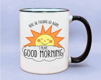 Caneca de café engraçada bom dia luz do sol, canecas de café sarcásticas, canecas engraçadas, presentes engraçados, canecas engraçadas, Eff Yourself Sunny Funny Coffee Cup