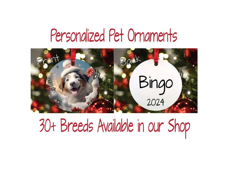 3D Australian Shepherd Dog 3 Personalized Christmas Ornaments
