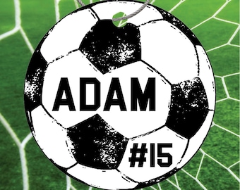 Customizable Soccer Bag Tags, Soccerr Bag Name And Number Tags, CustomSoccer Team Gifts, Soccer Team Name Gift Ideas, Girls Boys Soccer Tags