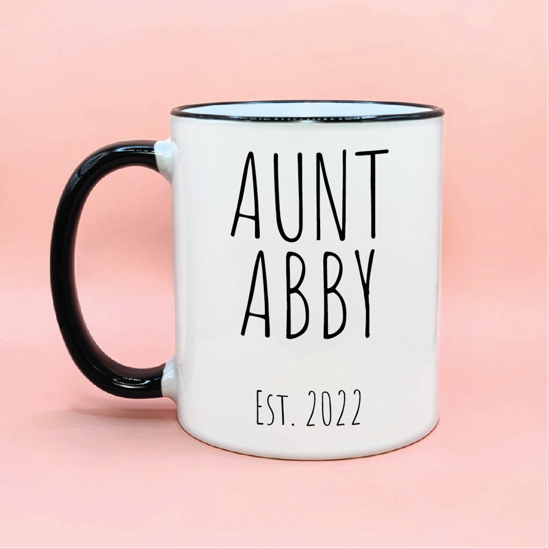 Aunt Name #1, New Aunt Gift Idea, Cute Aunt Coffee Mug, Baby Reveal ...